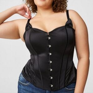 Torrid Black Satin Cat Hook Front Bustier